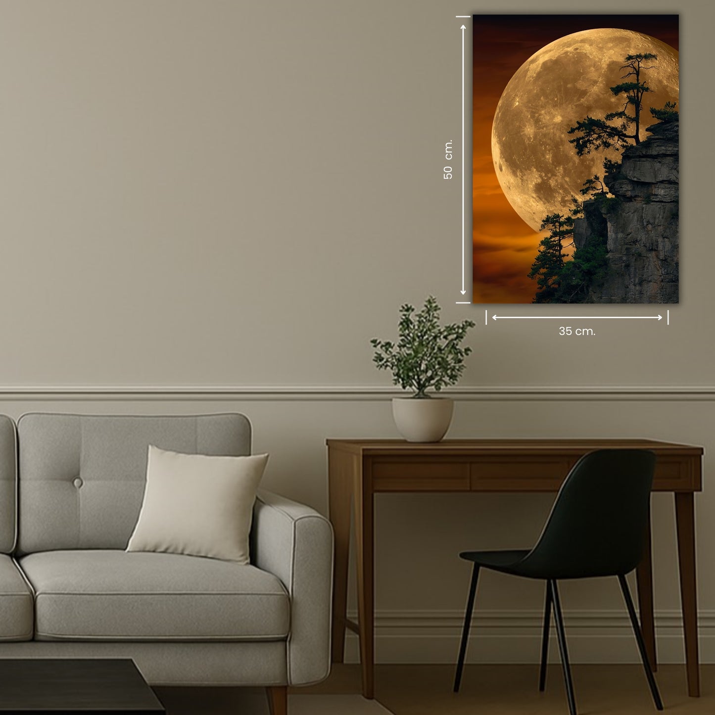 scène naturelle nocturne avec lune imposante