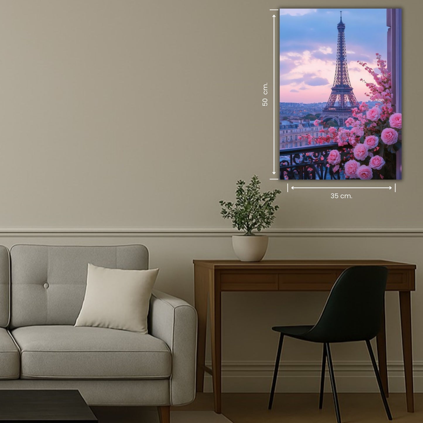 vue urbaine de paris avec roses en premier plan