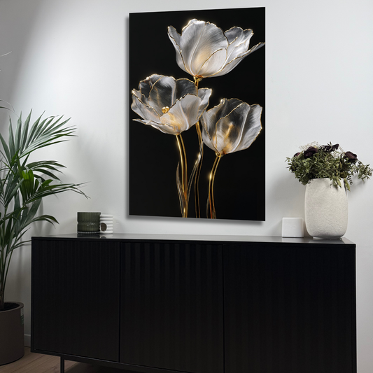 art mural floral or en verre trempé