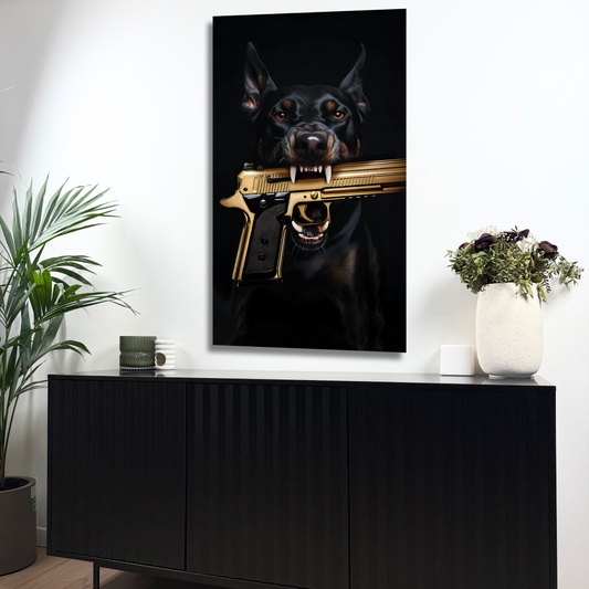 décoration murale chien dobermann luxe moderne