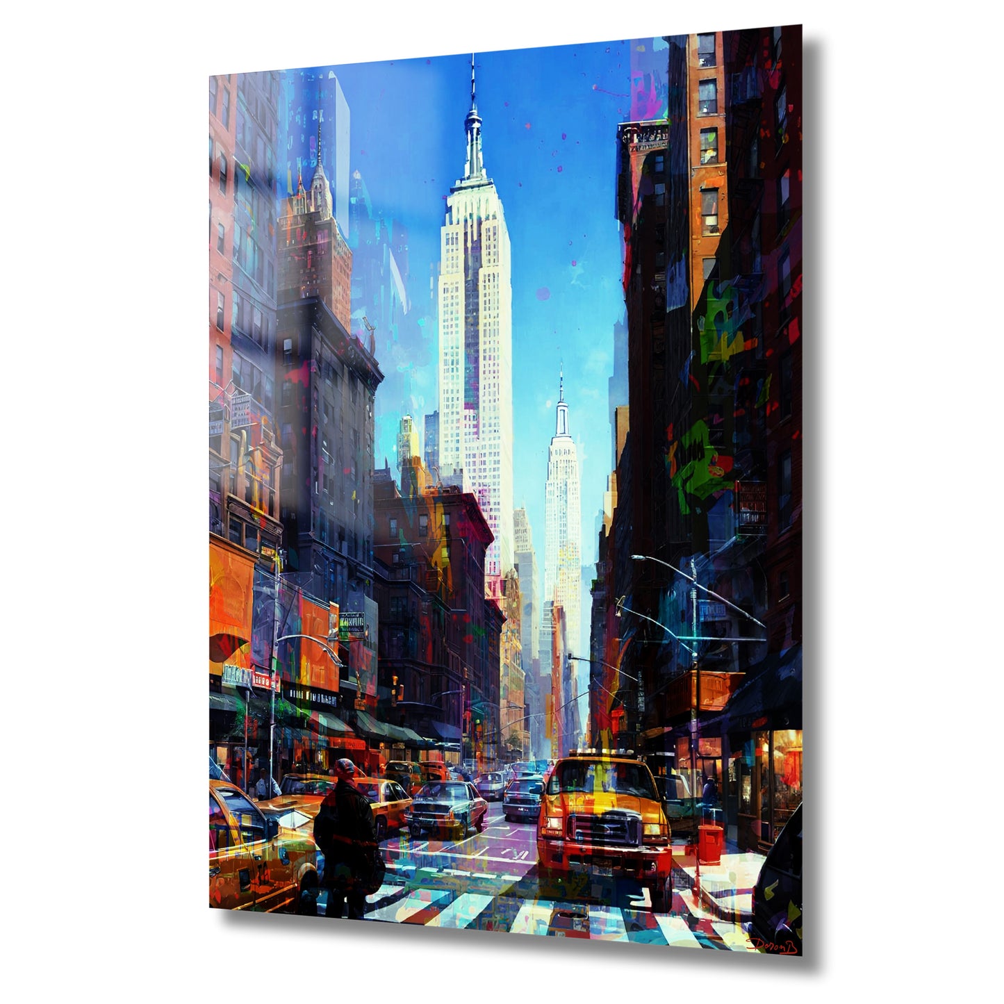 vue abstraite de New York avec gratte-ciel lumineux
