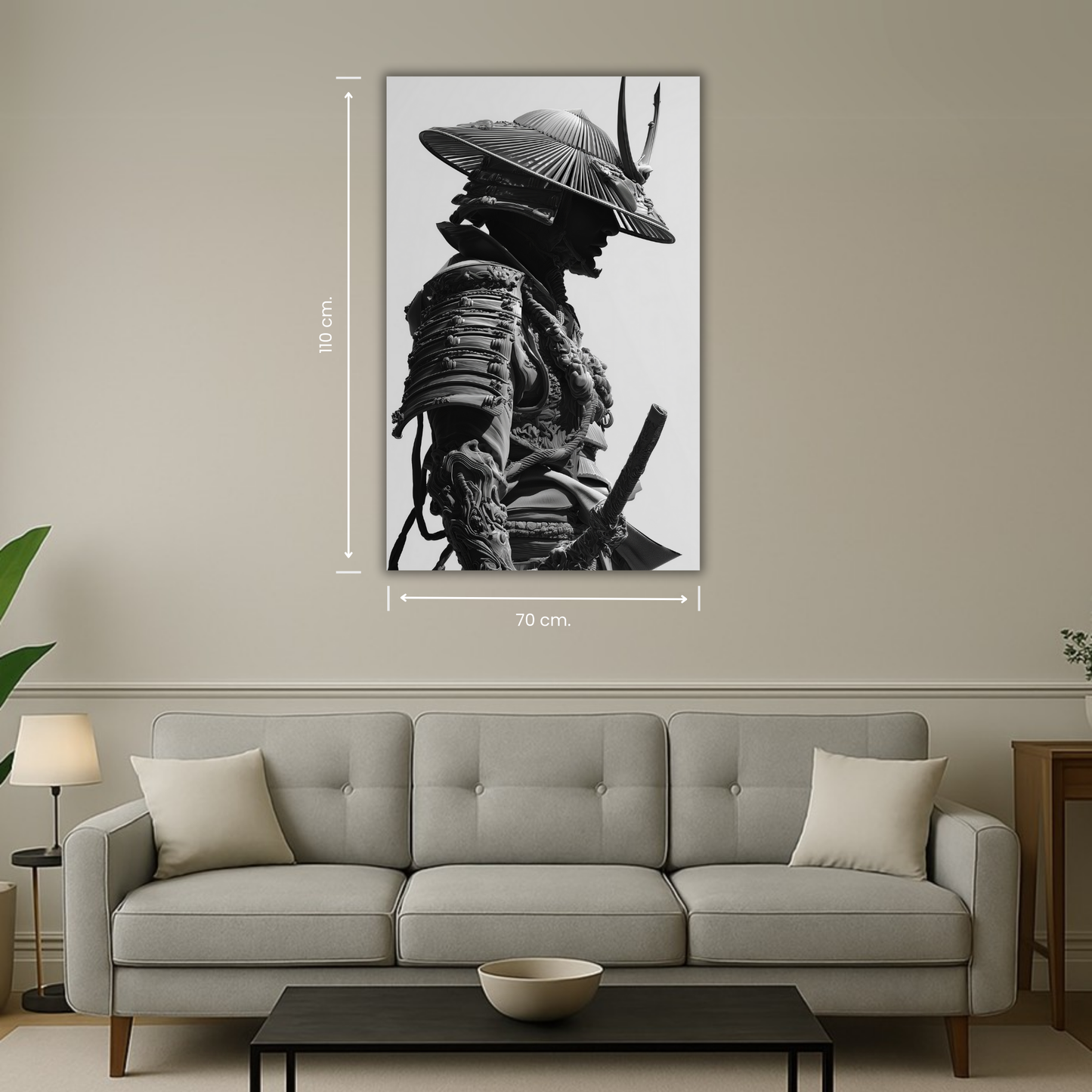 silhouette d’un samouraï avec katana en pose statique