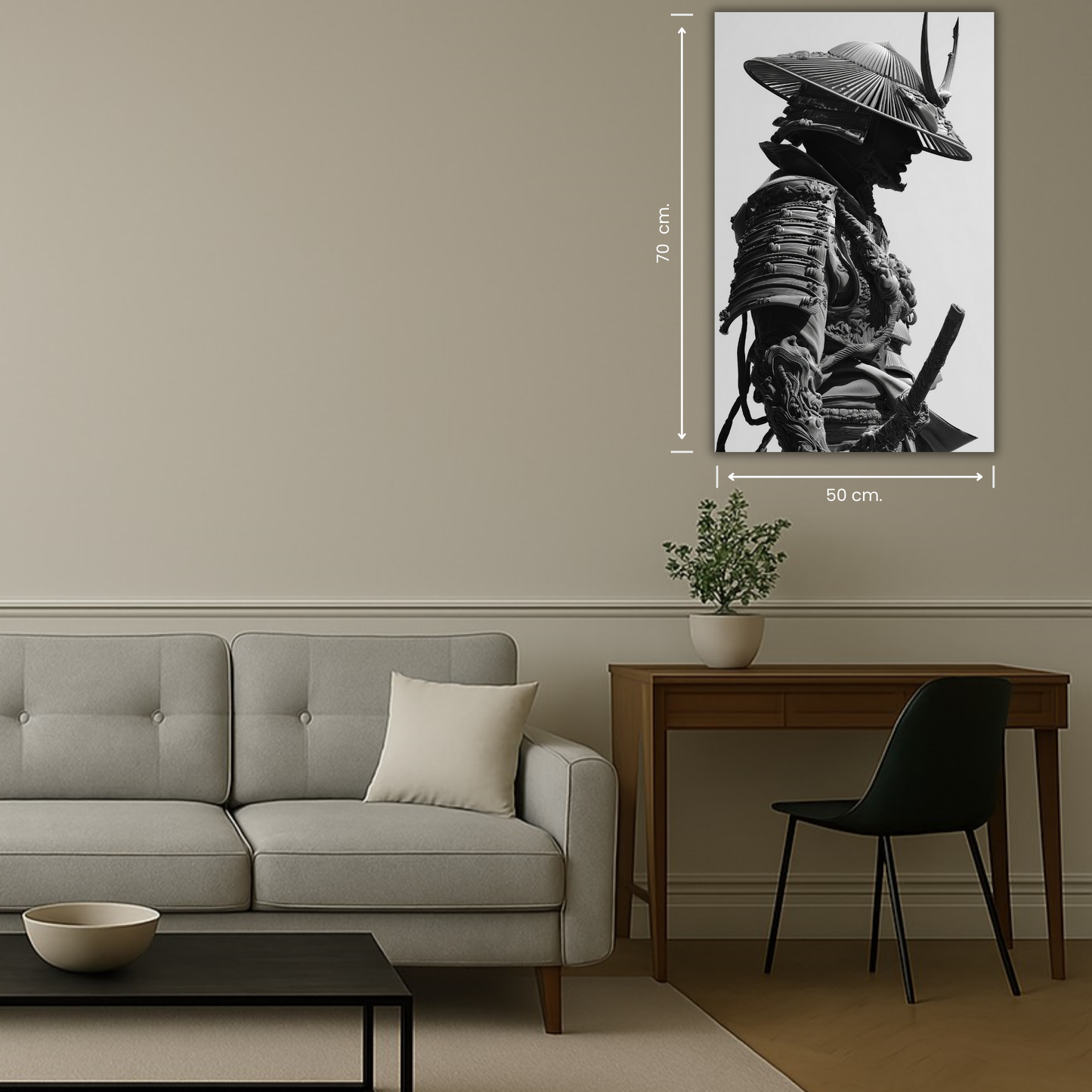 portrait artistique d’un samouraï en tenue détaillée