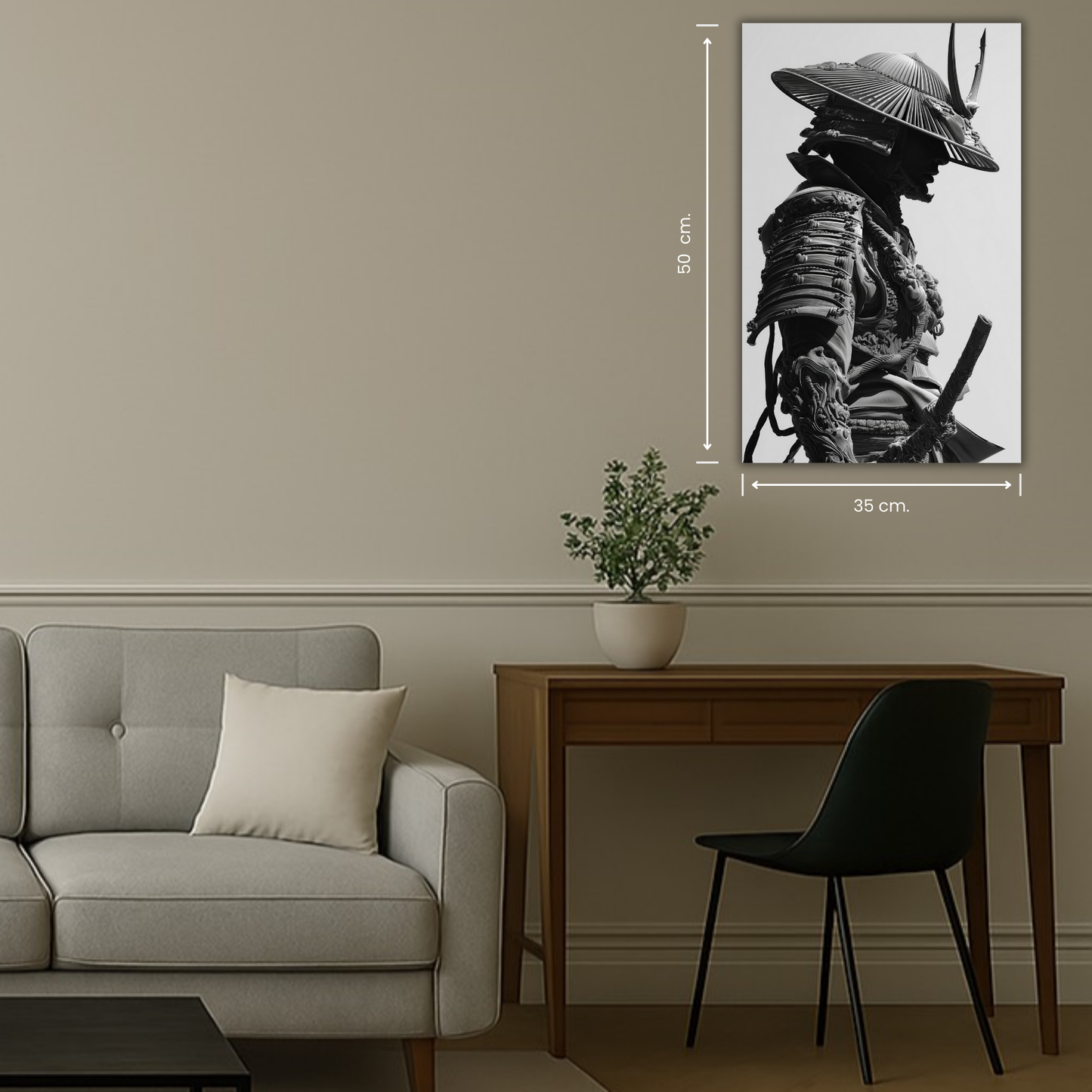 armure japonaise traditionnelle vue en noir et blanc