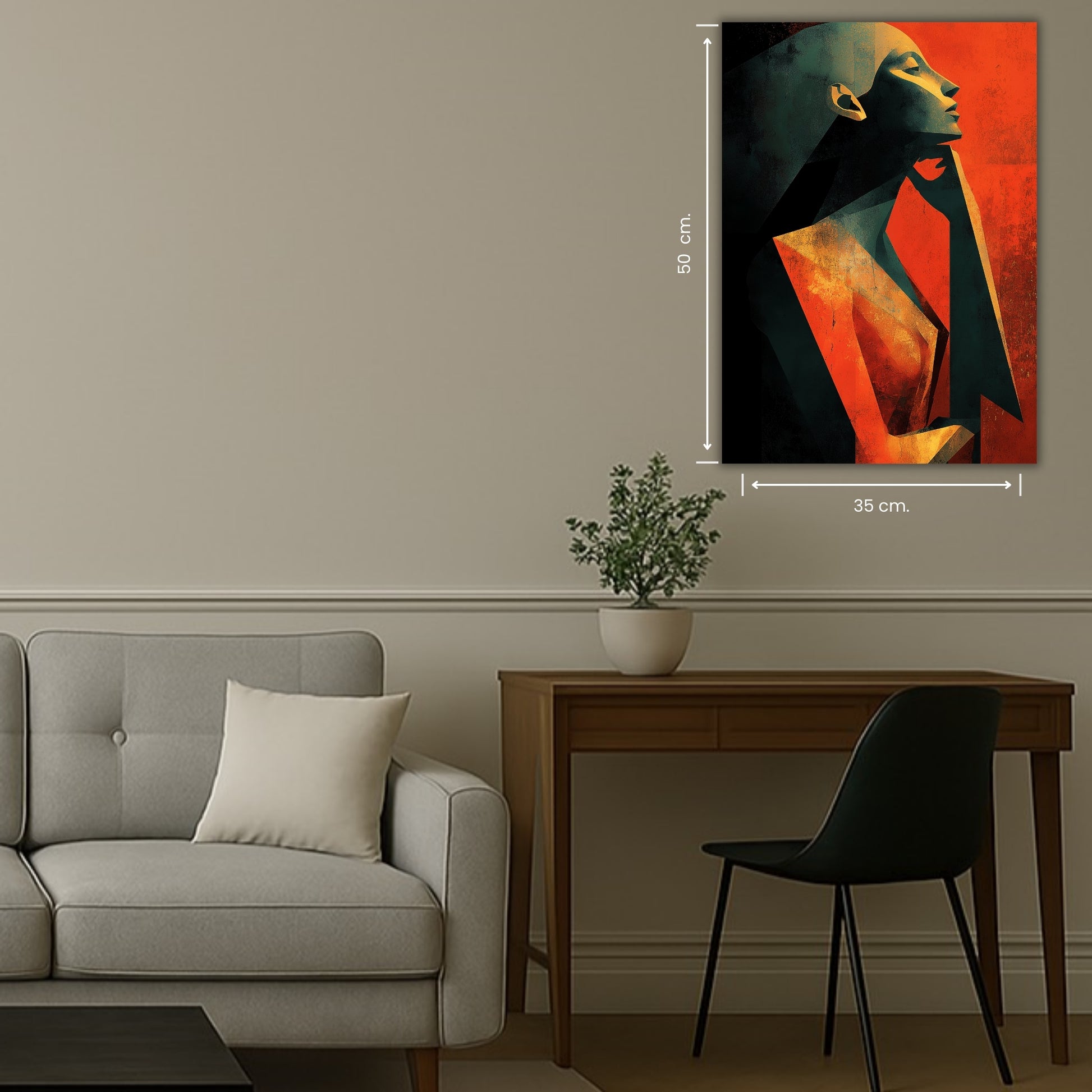 art abstrait avec couleurs orange et vert