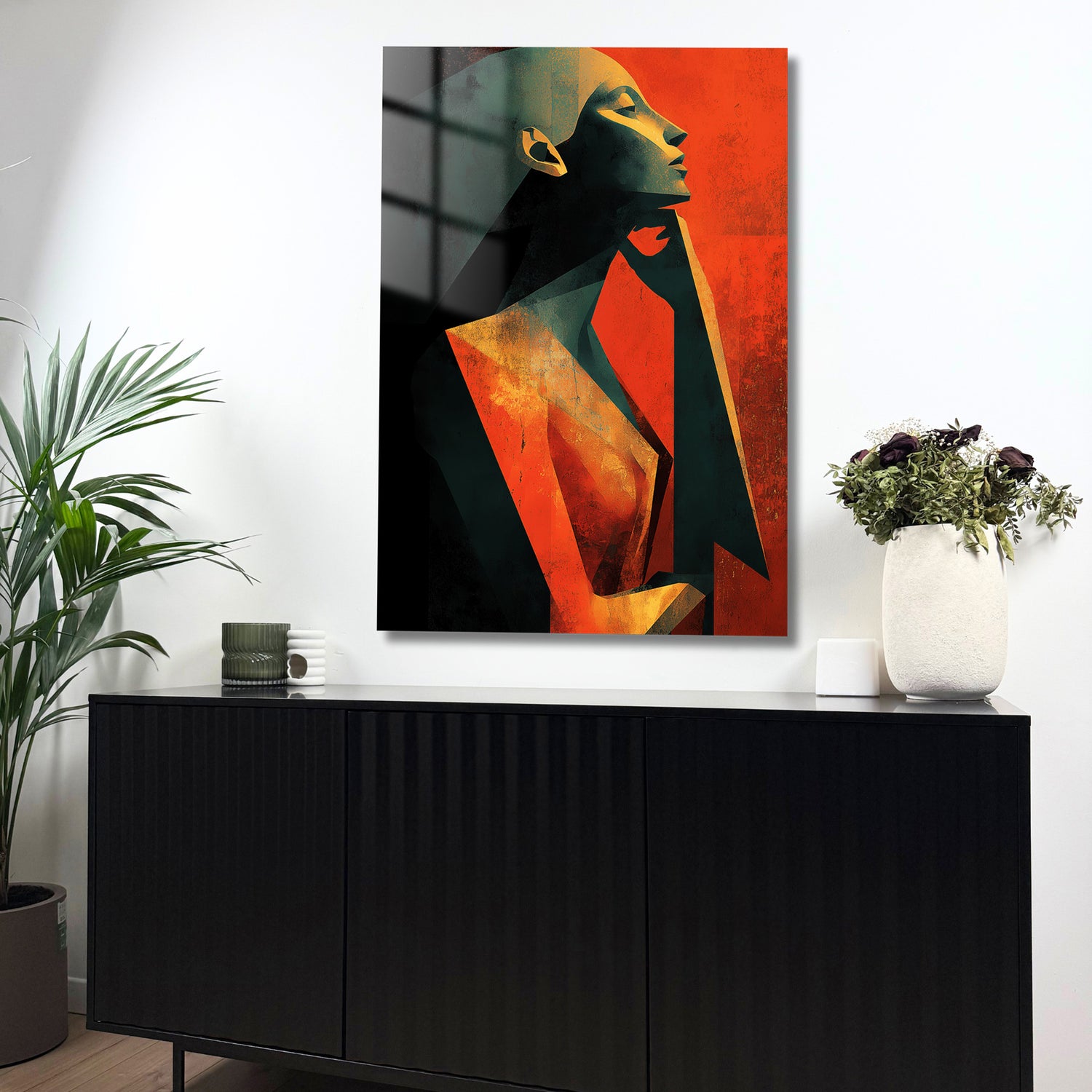 visage stylisé en art cubiste