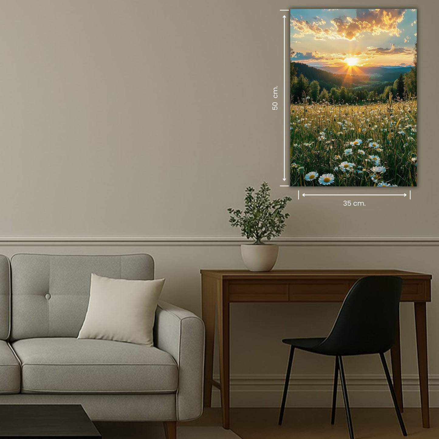 prairie illuminée par un soleil doré