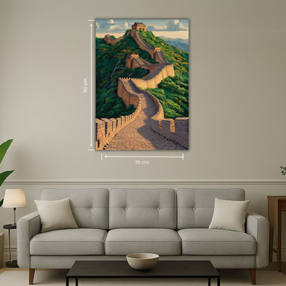 vue artistique de la grande muraille sur colline verdoyante