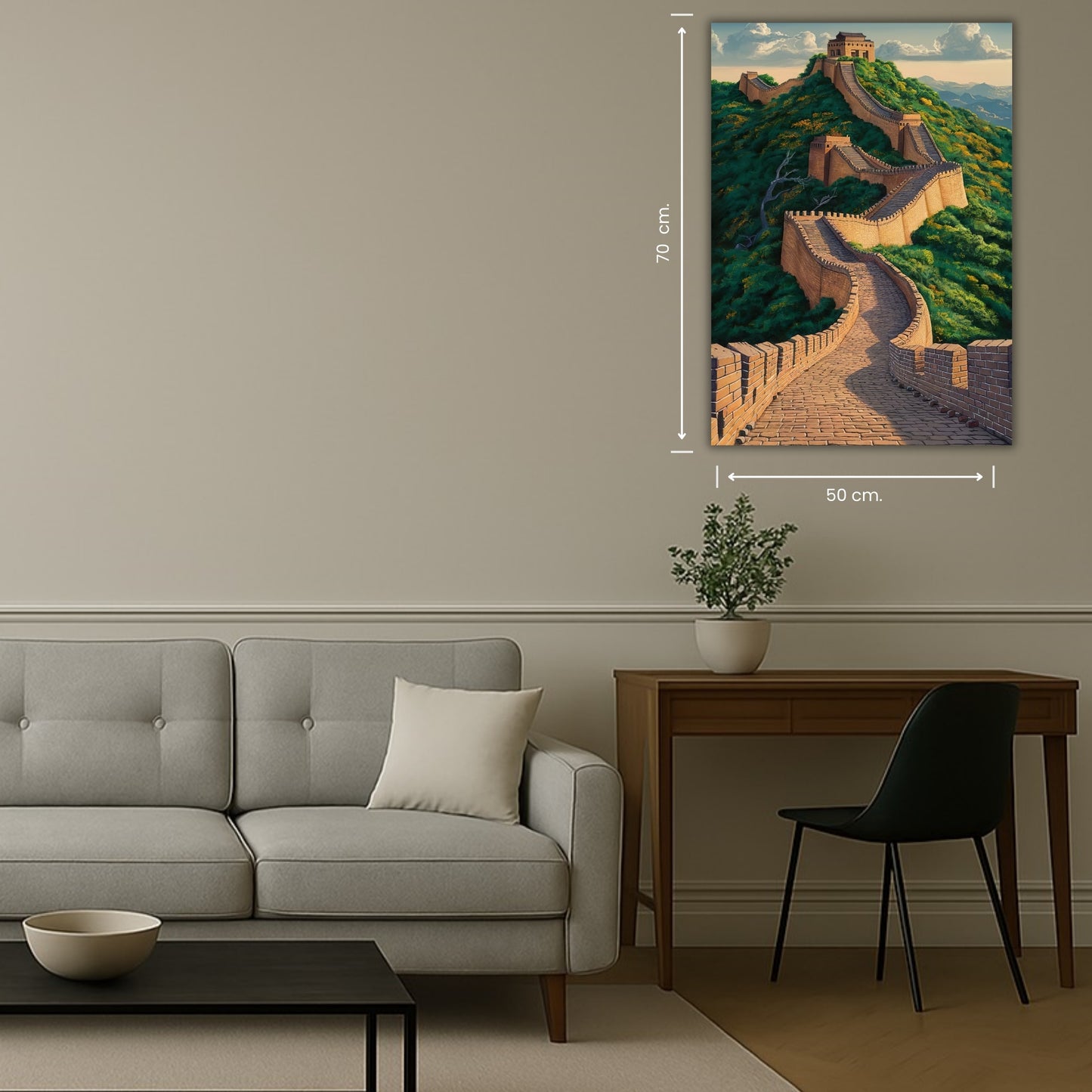 illustration murale de la muraille de chine au coucher du soleil