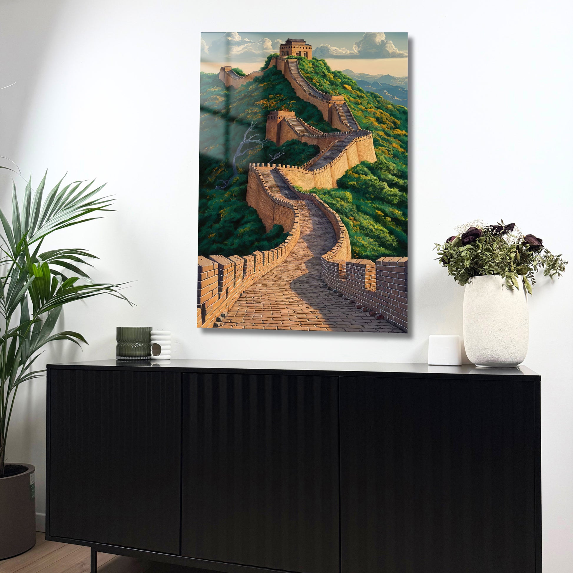 paysage montagneux avec la muraille de chine