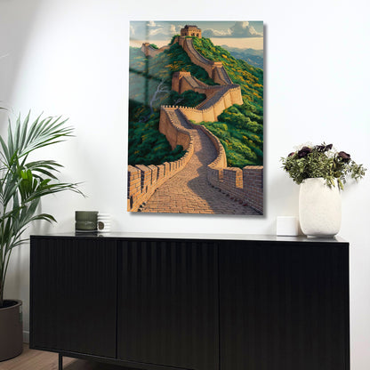 paysage montagneux avec la muraille de chine