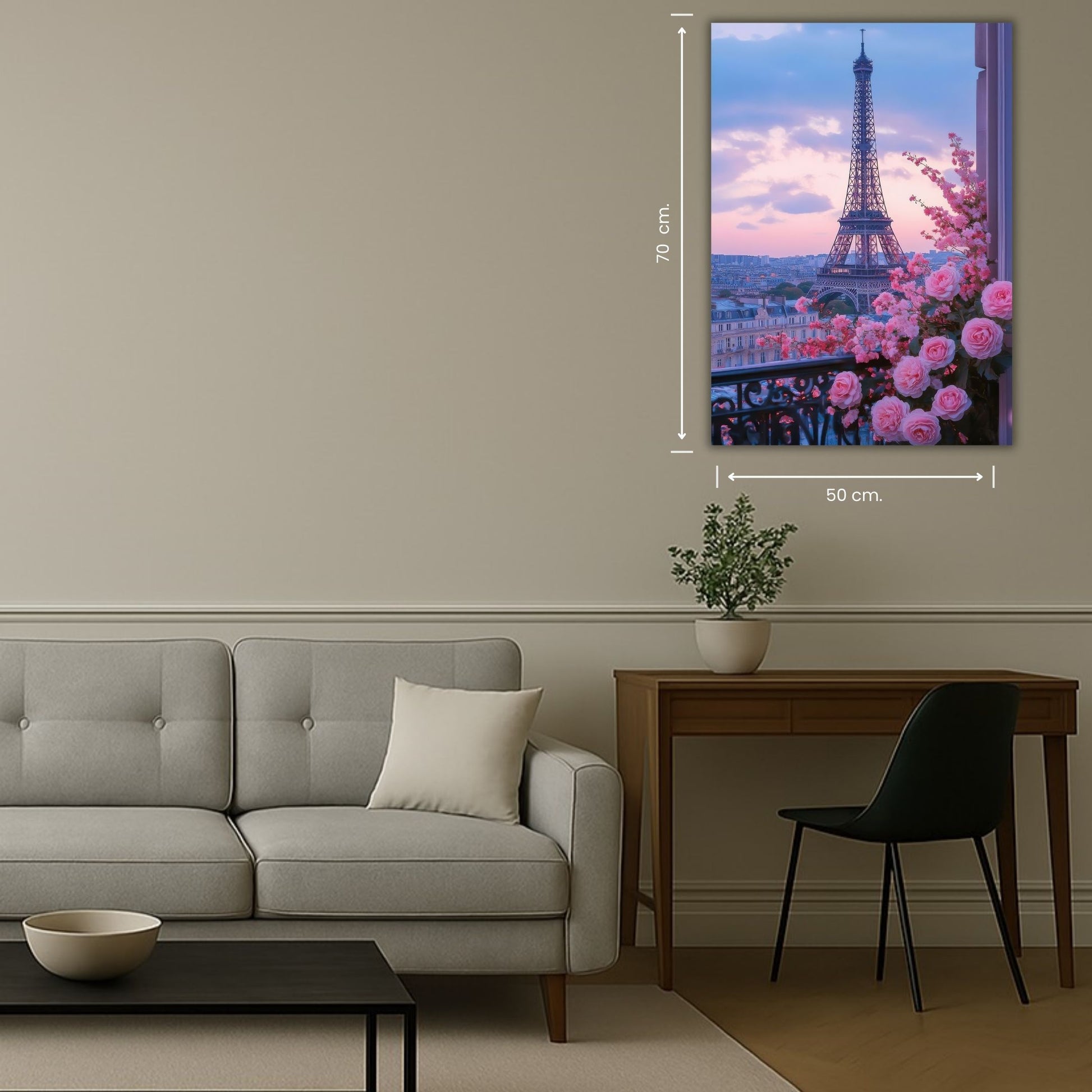 image de fleurs roses devant la tour eiffel