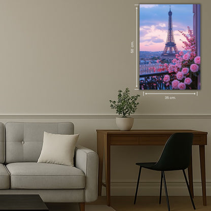 vue urbaine de paris avec roses en premier plan