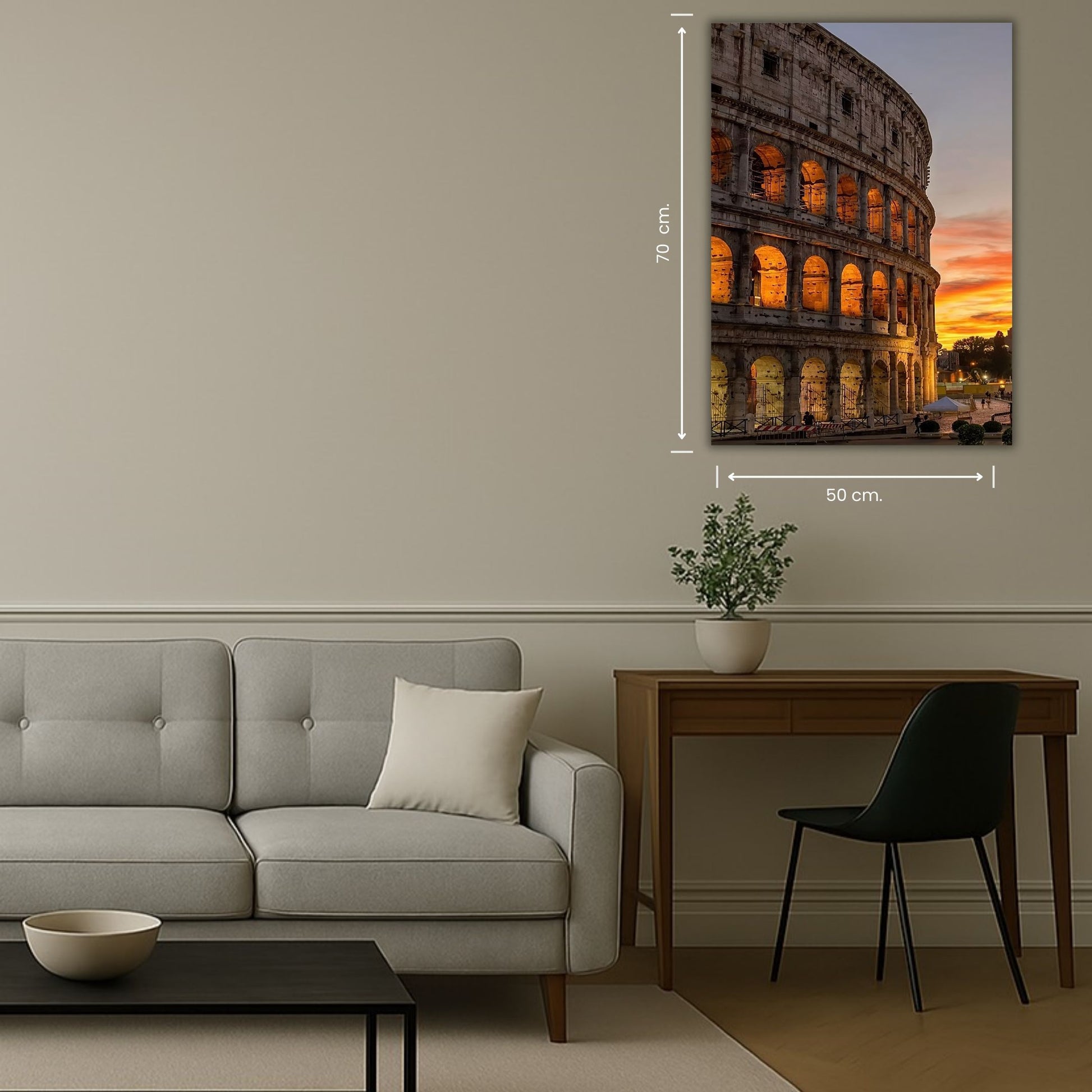 façade du colisée avec lumière dorée