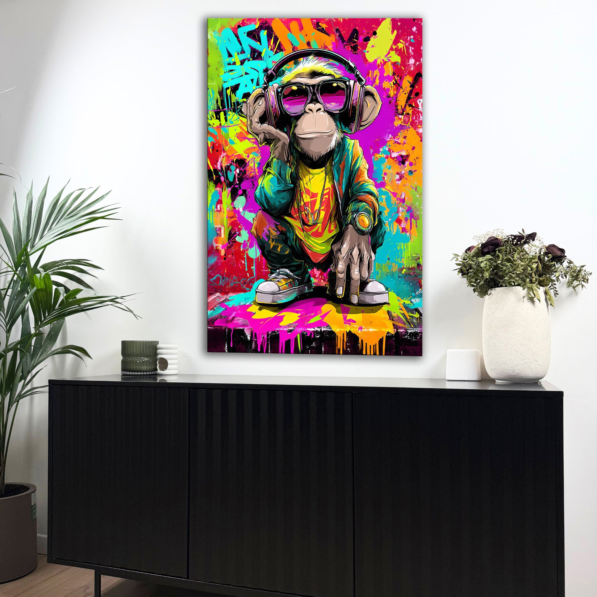 illustration d’un singe dj aux couleurs vives