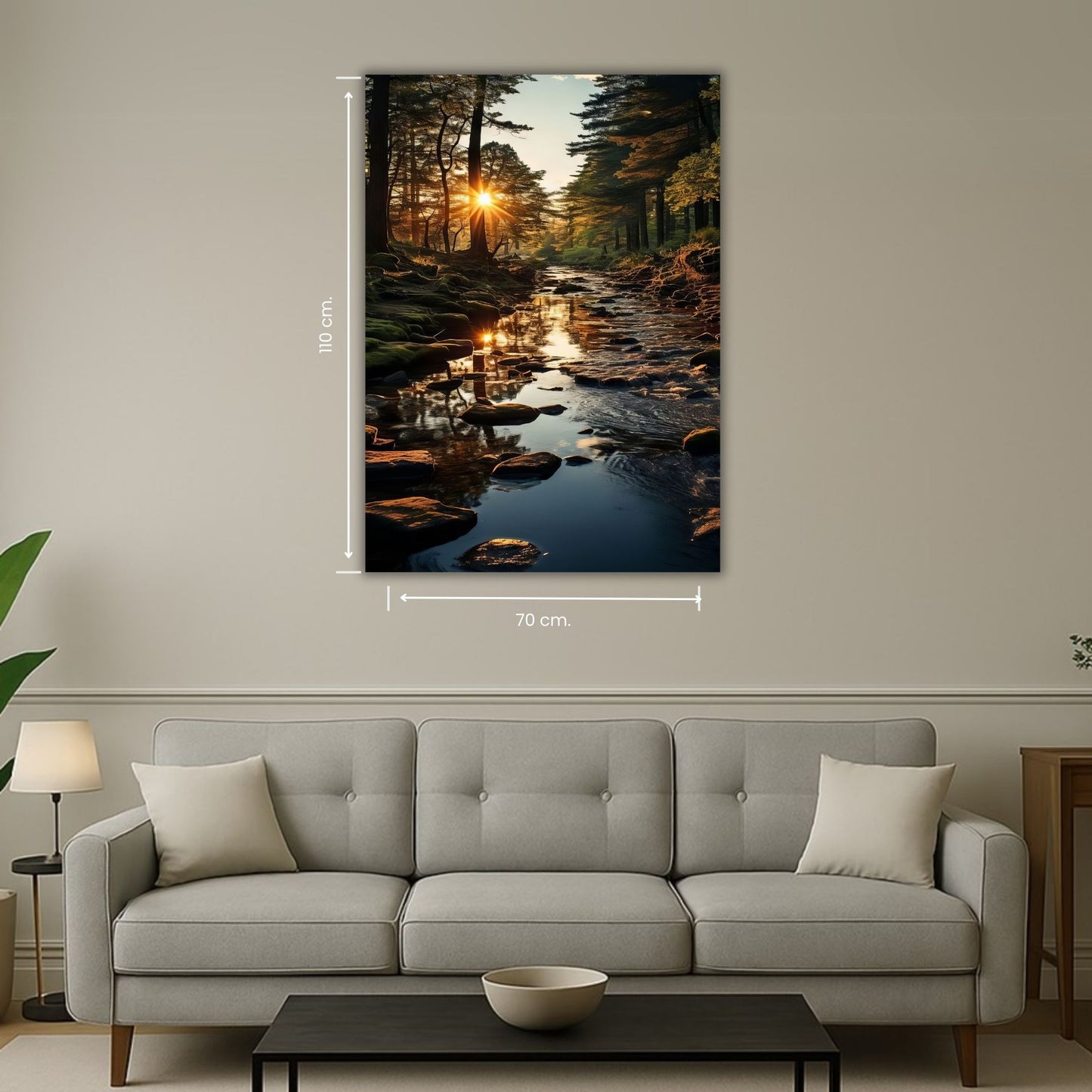 paysage naturel avec rivière et lumière dorée