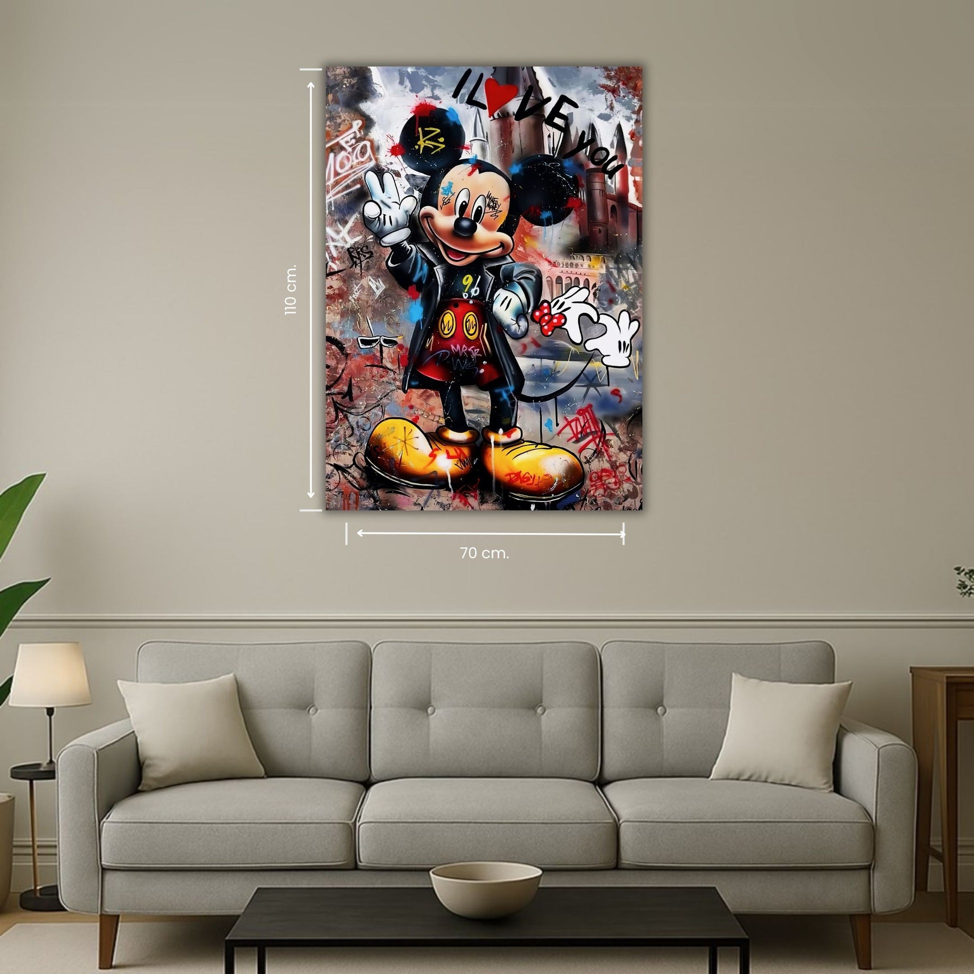 mickey stylisé en street art multicolore