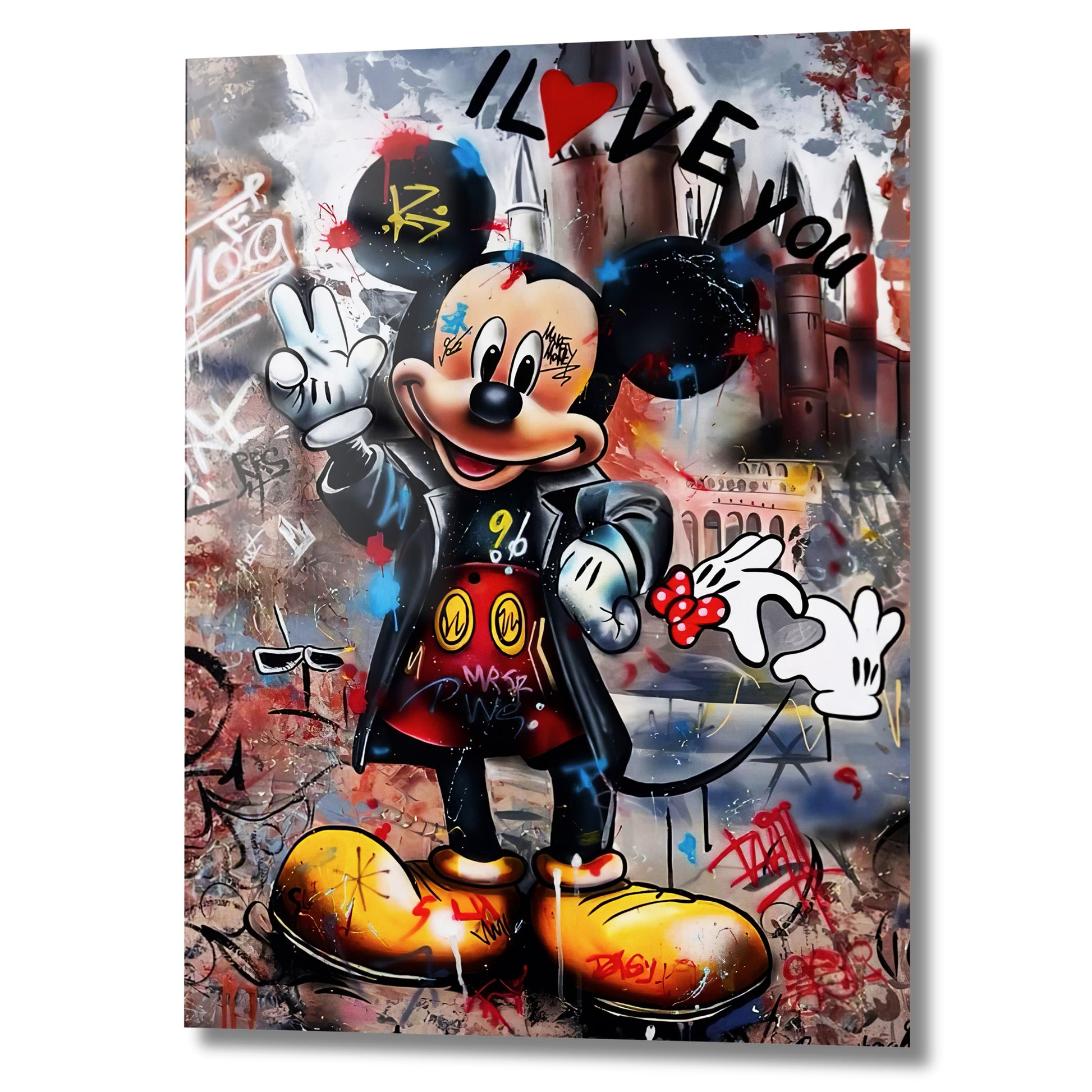 personnage cartoon mickey dans un décor graffiti