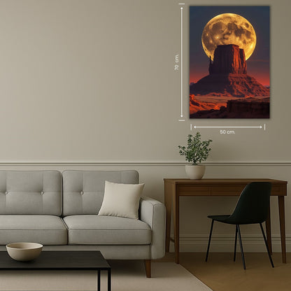 lune pleine éclairant un rocher dans le désert