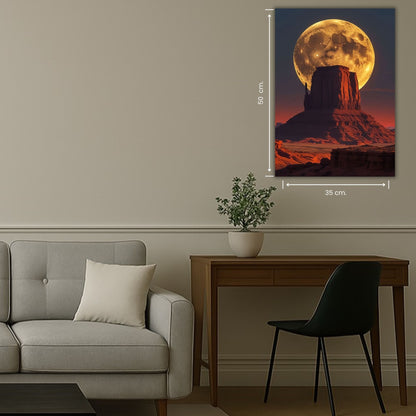 rocher illuminé par une lune très large
formation rocheuse devant une lune lumineuse