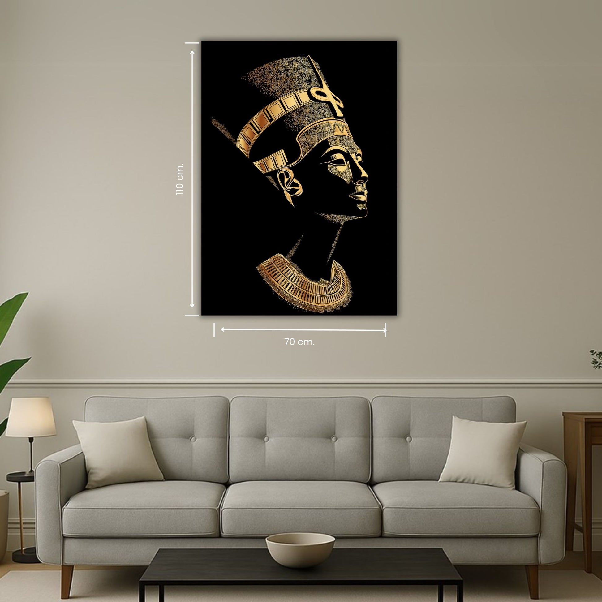 illustration d’une tête égyptienne en or sur fond noir