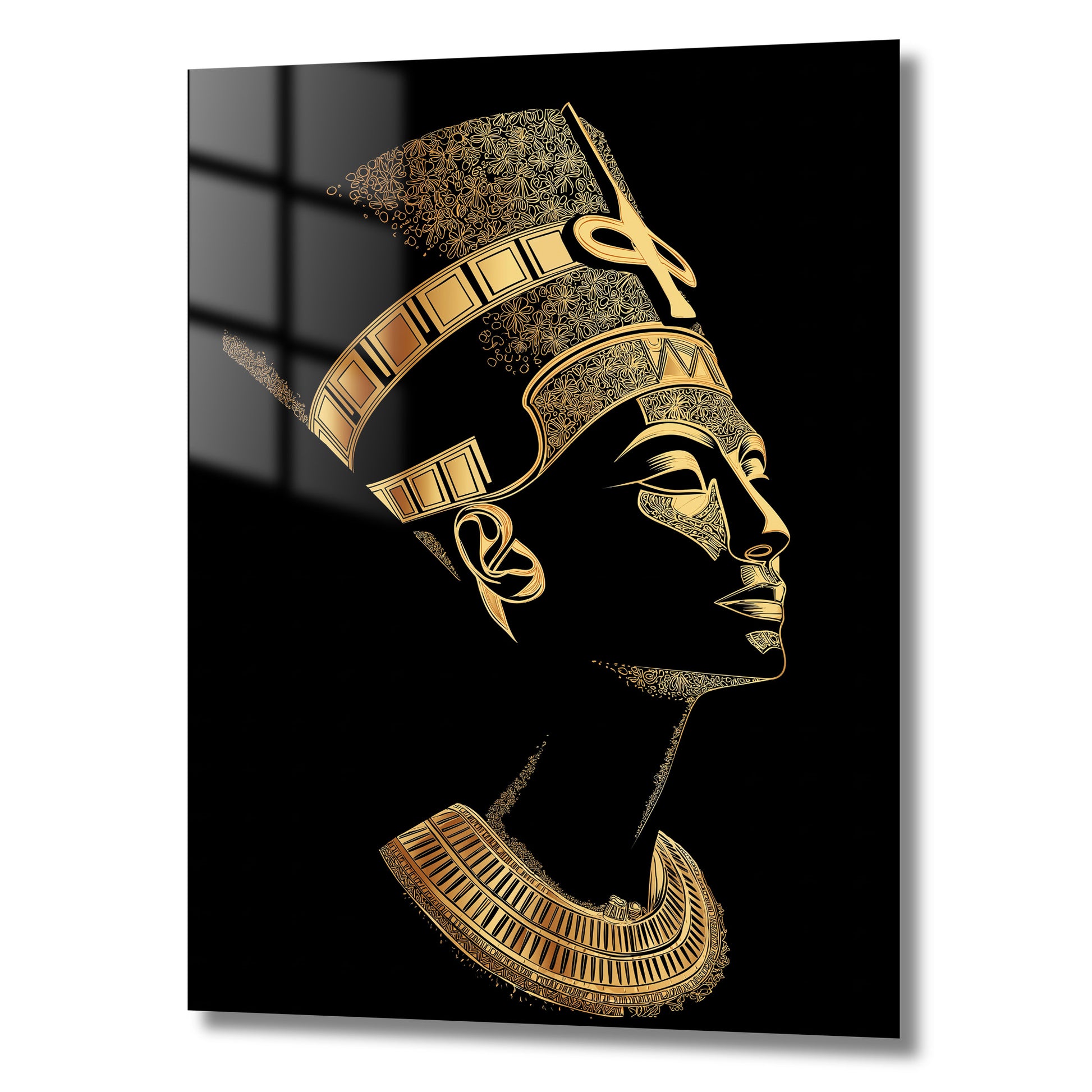 profil doré d’une figure égyptienne sur fond noir