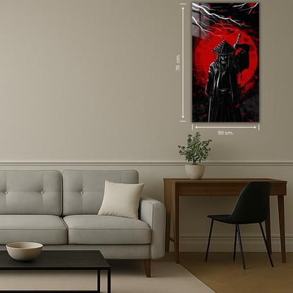 visuel guerrier rouge et noir