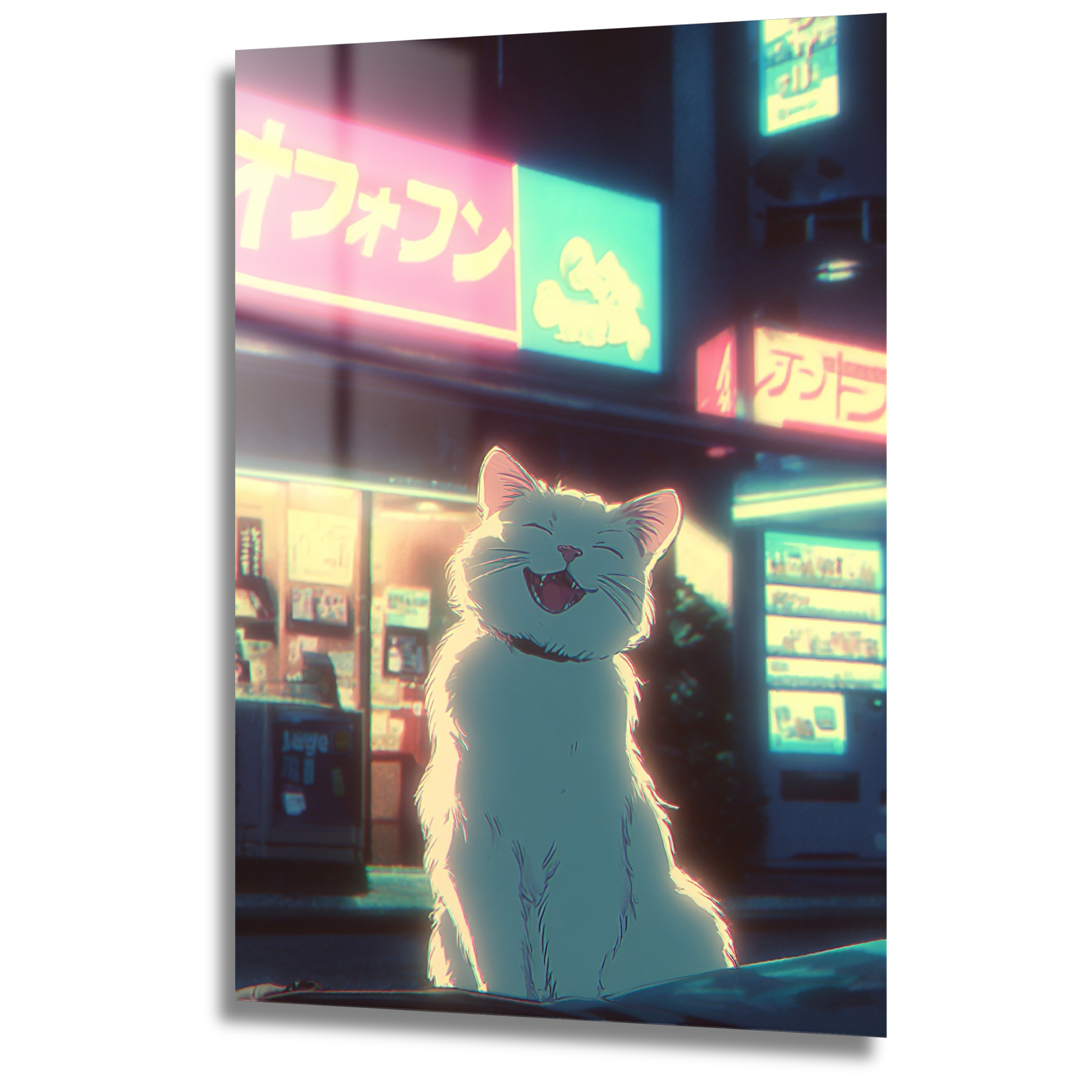 tableau chat japonais neon