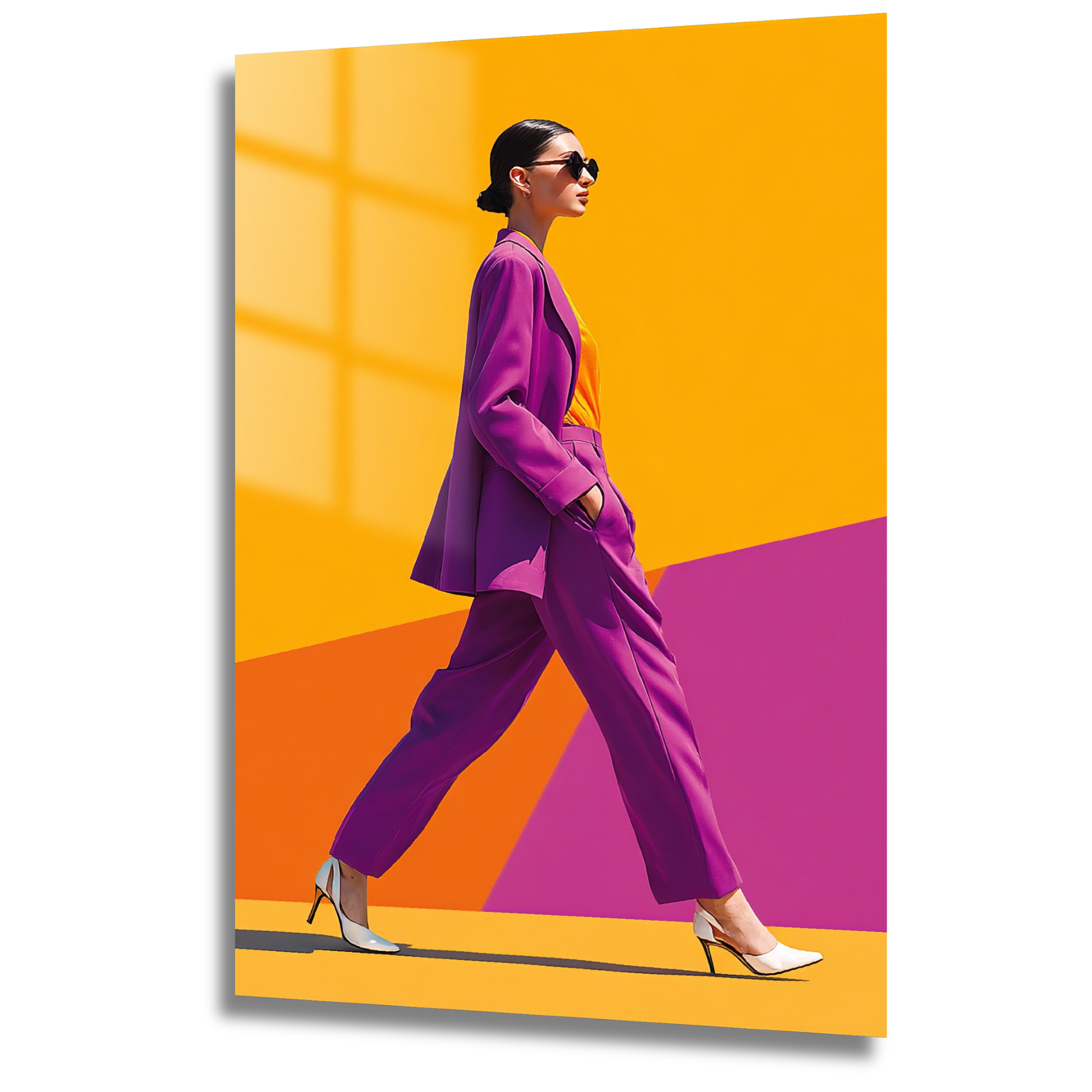 tableau femme marchant pop art