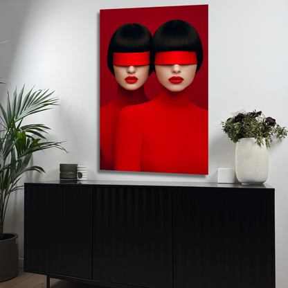 art mural portrait stylisé rouge