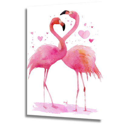 tableau flamants roses cœur