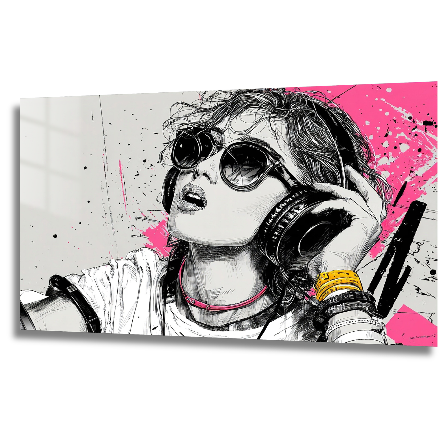 tableau femme écoute musique