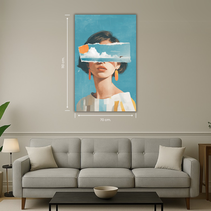 art mural portrait bleu