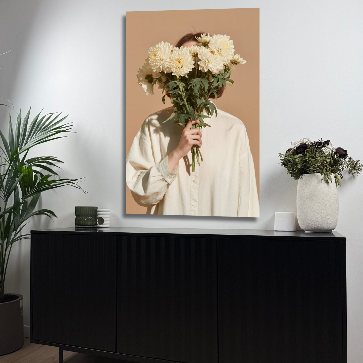 décoration murale visage fleuri