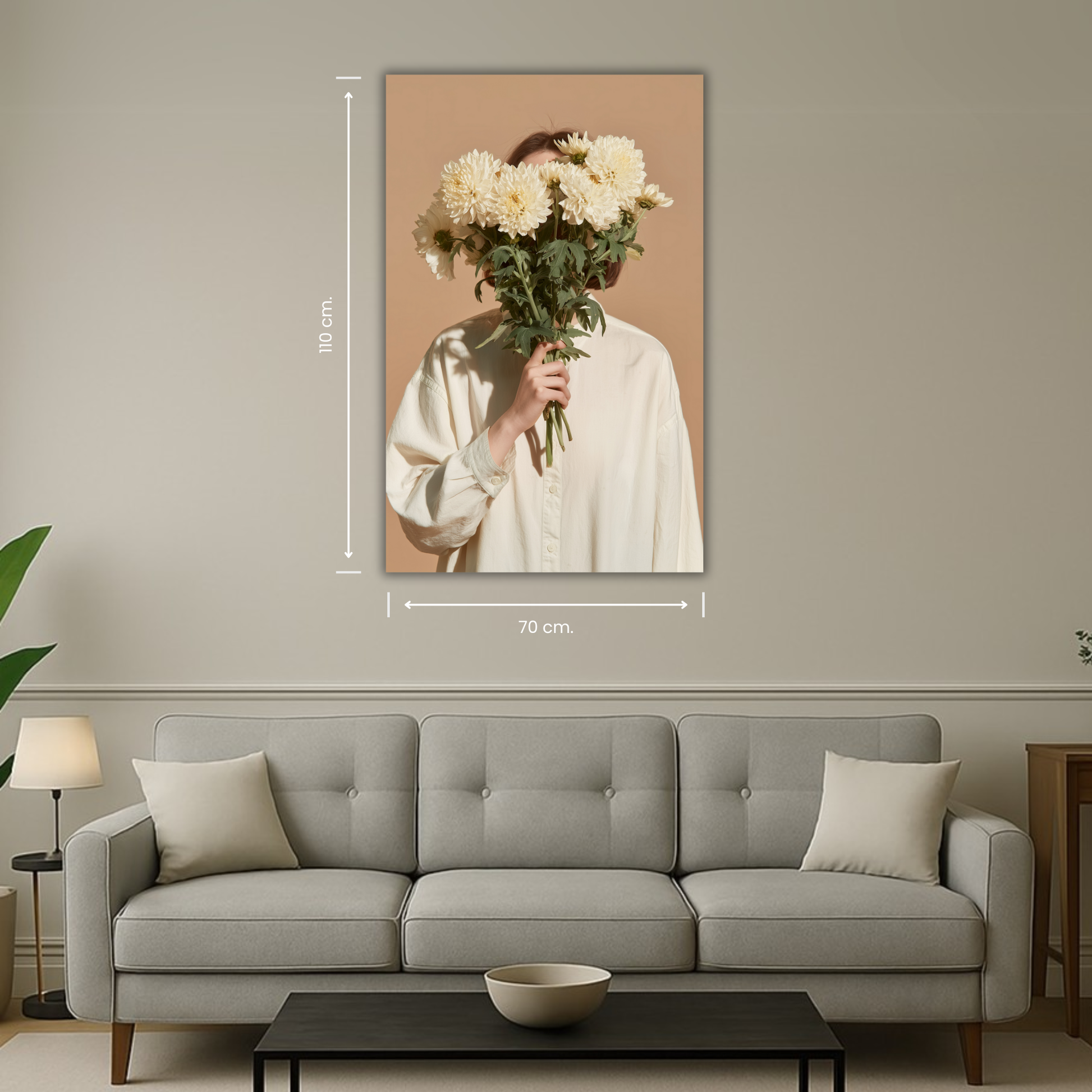 art mural femme fleurs