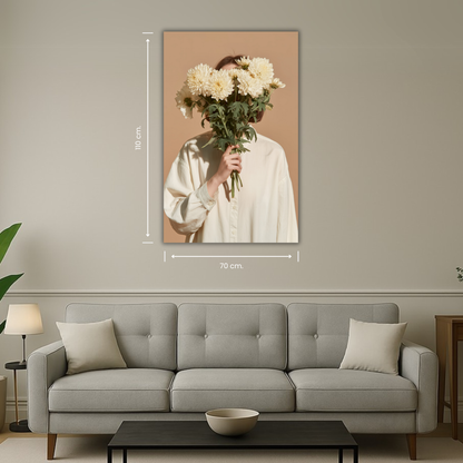 art mural femme fleurs