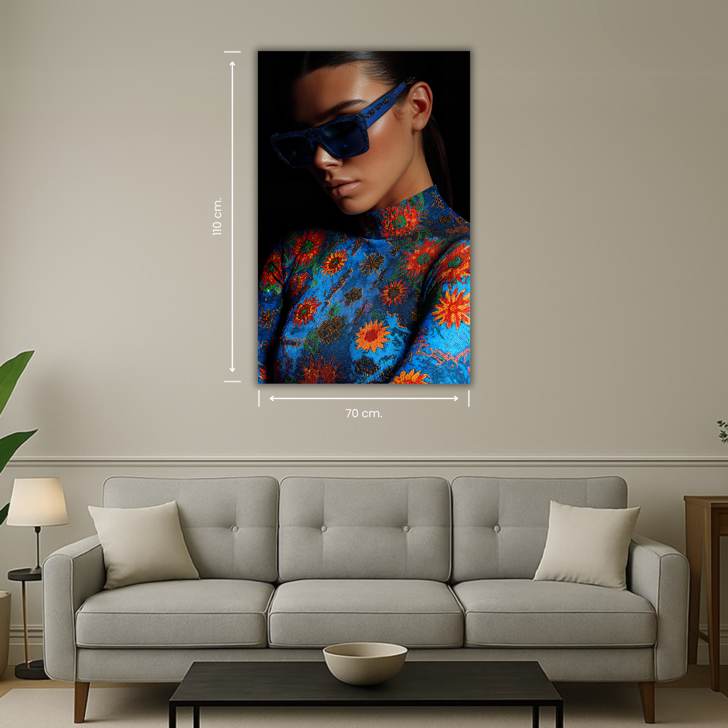 art mural femme lunettes style contemporain
