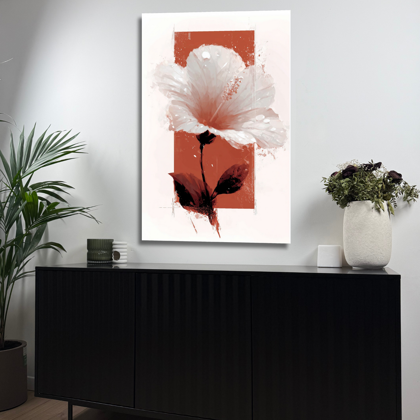 décoration murale fleur design en verre trempé