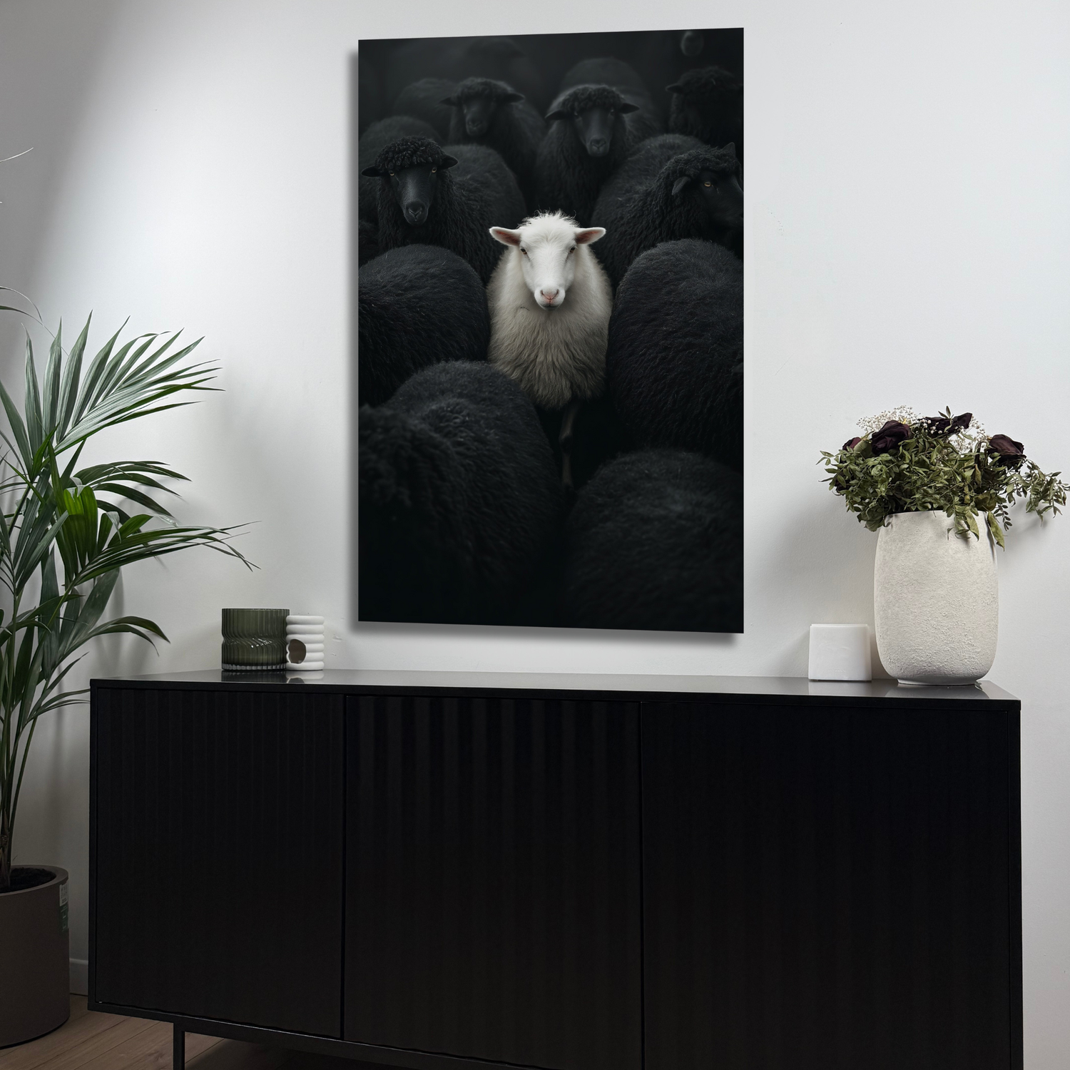 tableau mouton blanc