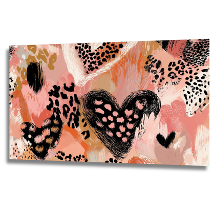 tableau rose noir cœur abstrait
