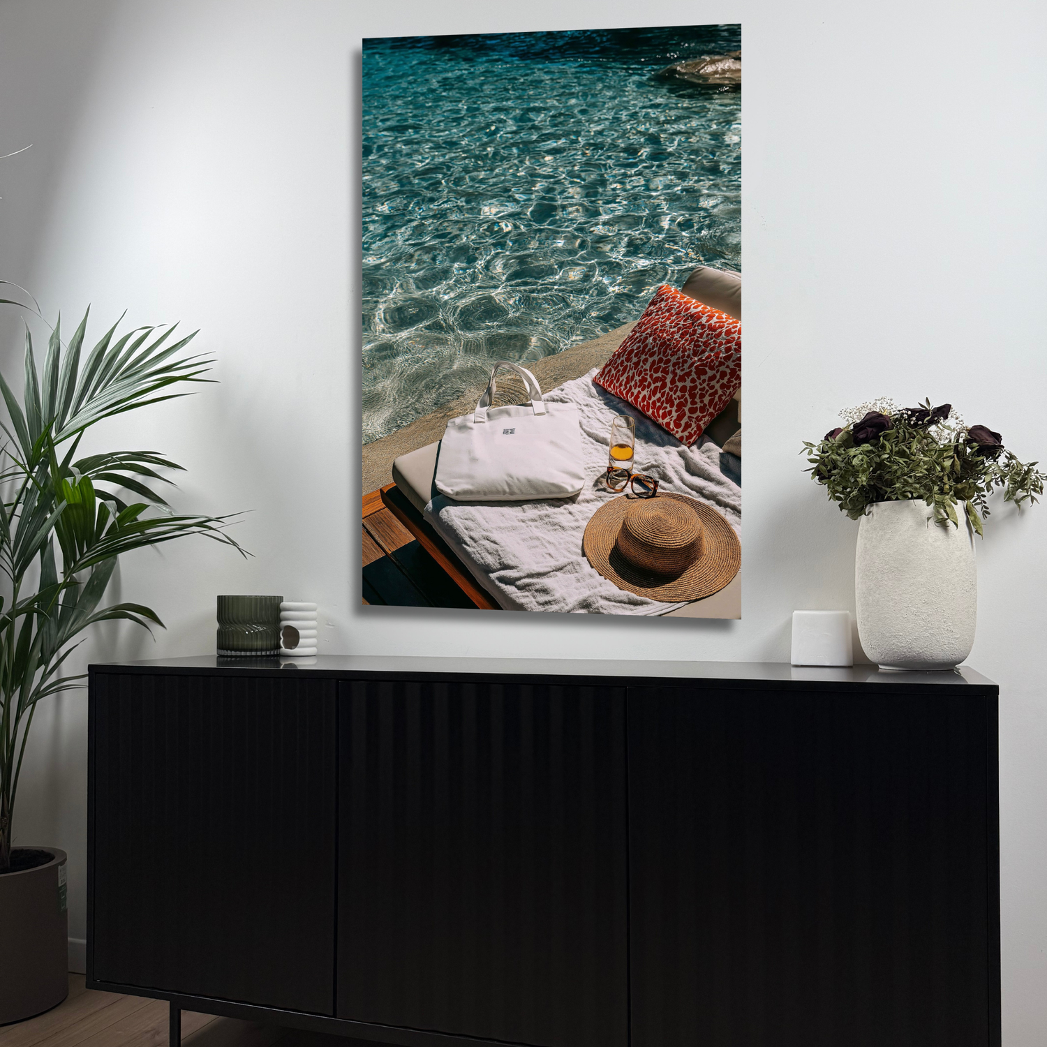 décoration murale bord de piscine soleil
