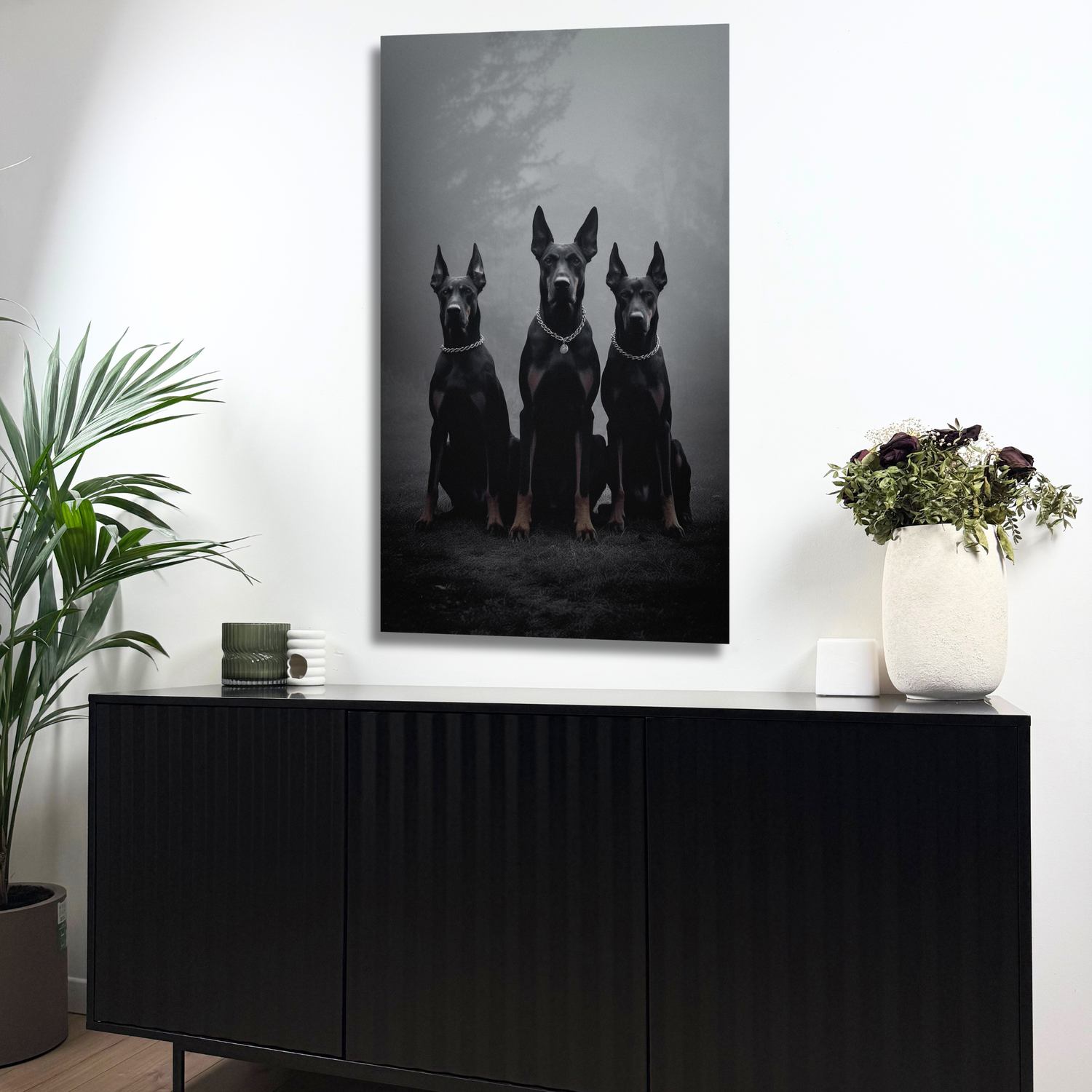 décoration murale chien dobermann puissant
