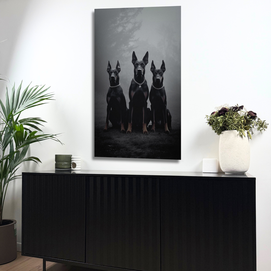 décoration murale chien dobermann puissant
