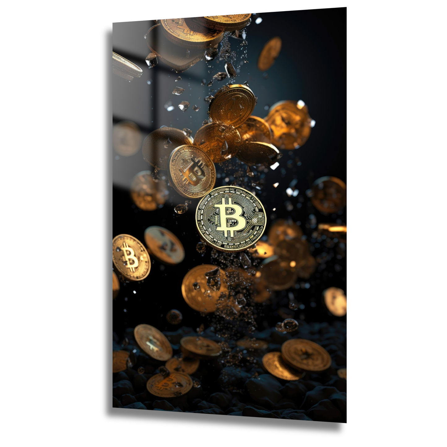 art mural bitcoin or design luxe pour salon
