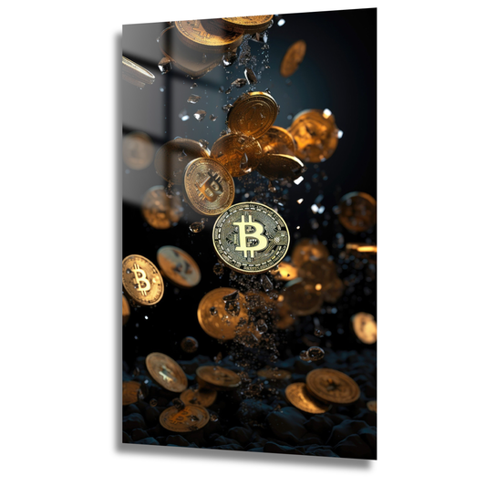 art mural bitcoin or design luxe pour salon
