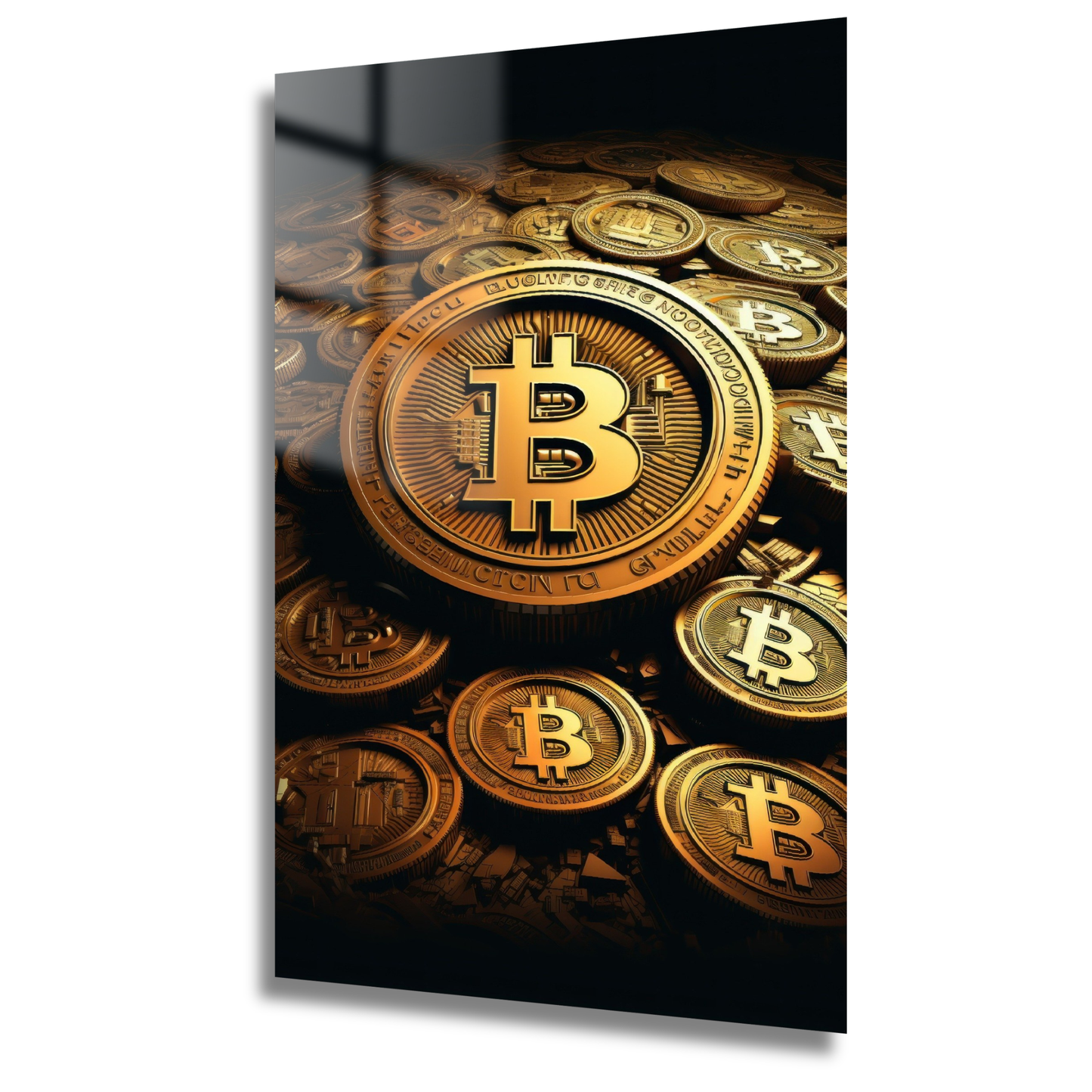 tableau bitcoin or moderne en verre trempé
