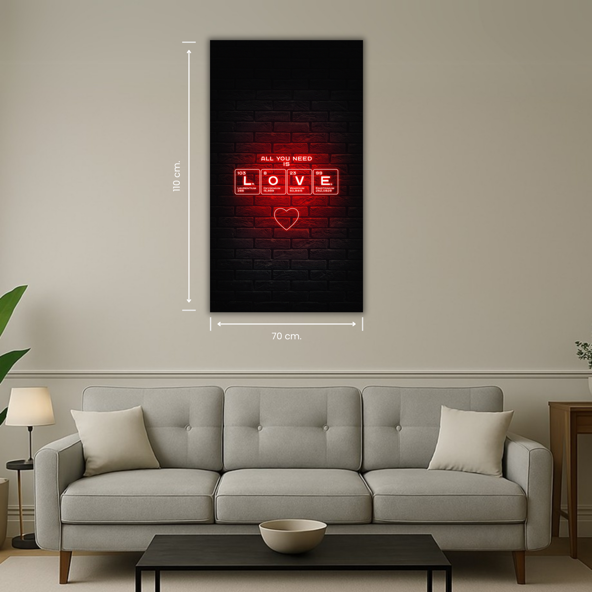 art mural love lumineux rouge