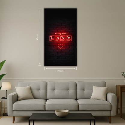 art mural love lumineux rouge